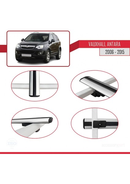 Vauxhall Antara 2006-2015 Arası ile Uyumlu Basic Model Ara Atkı Tavan Barı Gri 3 Adet fırsatları