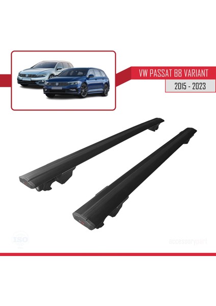 Vw Passat B8 Variant 2015-2023 Arası ile Uyumlu Hook Model Anahtar Kilitli Ara Atkı Tavan Barı Siyah
