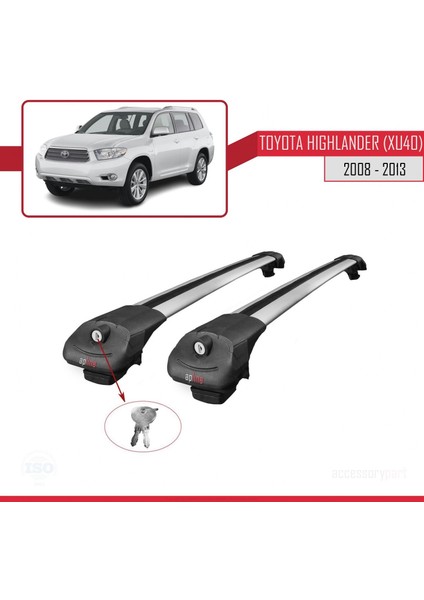 Toyota Highlander (XU40) 2008-2013 Arası ile Uyumlu Ace-1 Ara Atkı Tavan Barı Gri fırsatları