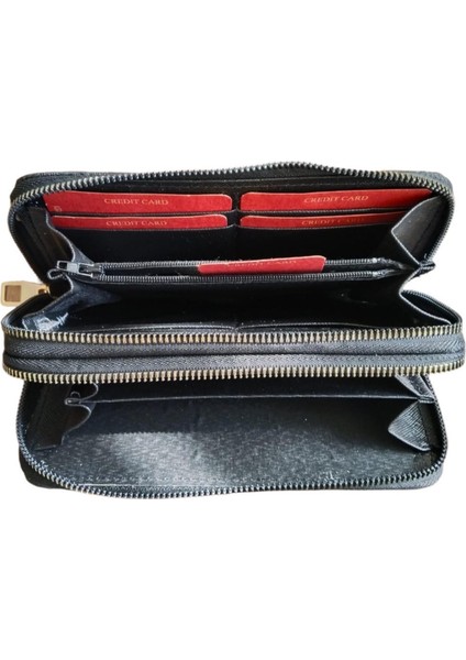 Kadın Siyah Beyaz Renkli Desenli El Çantası Cüzdan fırsatları