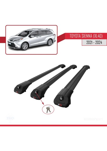 Toyota Sienna (XL40) 2021 ve Sonrası ile Uyumlu Ace-1 Ara Atkı Tavan Barı Siyah 3 Adet Bar fırsatları
