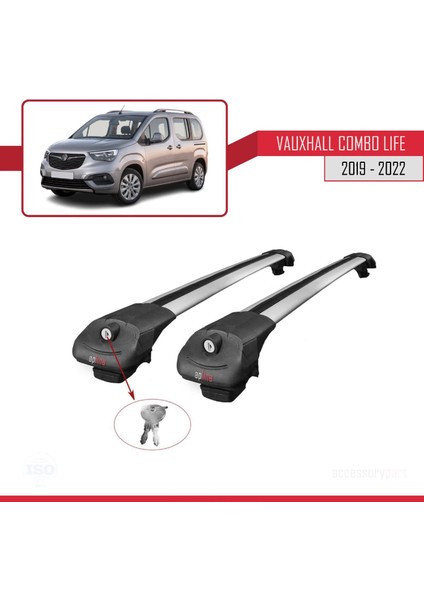 Vauxhall Combo Life 2019-2022 Arası ile Uyumlu Ace-1 Ara Atkı Tavan Barı Gri