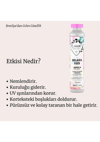 G.hair Relaxa Fios Anında Etkili Saç Bakım Ampülü 40 ml - 1 Adet