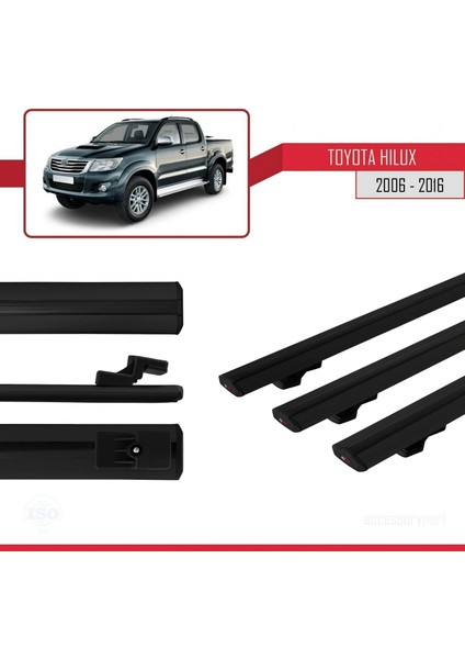 Toyota Hilux 2006-2016 Arası ile Uyumlu Basic Model Ara Atkı Tavan Barı Siyah 3 Adet modelleri