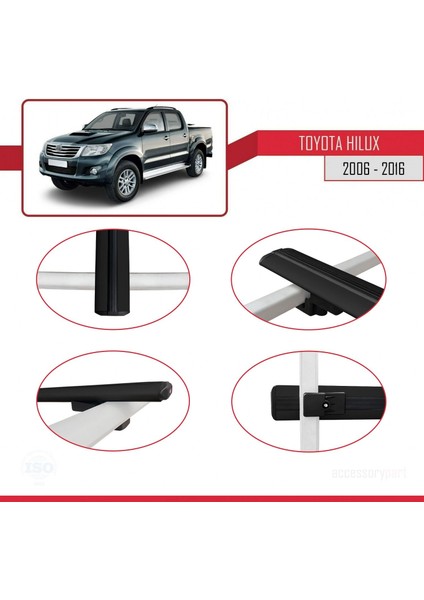 Toyota Hilux 2006-2016 Arası ile Uyumlu Basic Model Ara Atkı Tavan Barı Siyah 3 Adet fırsatları