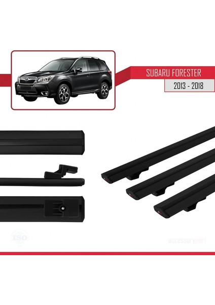 Subaru Forester 2013-2018 Arası ile Uyumlu Basic Model Ara Atkı Tavan Barı Siyah 3 Adet modelleri