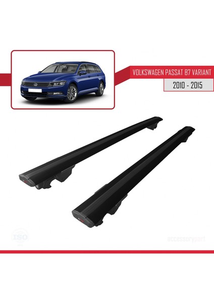 Volkswagen Passat (B7) Varıant 2010-2015 Arası ile Uyumlu Hook Model Anahtar Kilitli Ara Atkı Tavan Barı Siyah