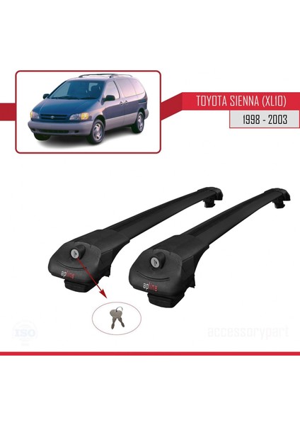 Toyota Sienna (XL10) 1998-2003 Arası ile Uyumlu Ace-1 Ara Atkı Tavan Barı Siyah fırsatları