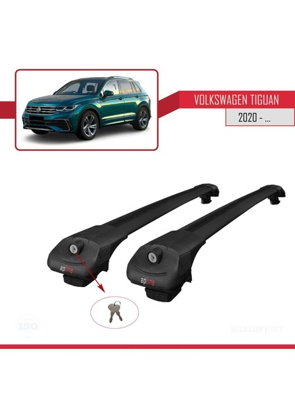 Volkswagen Tiguan 2020-2023 Arası ile Uyumlu Ace-1 Ara Atkı Tavan Barı Siyah