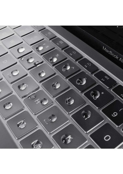 Macbook Air 2023 15 Inc M2 A2941 Uyumlu Türkçe Q Klavye Slim Şeffaf Klavye Koruyucu Kılıf