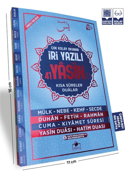 Sesli Yasin-I Şerif Arapça Kolay Okunuşlu İri Yazılı Çanta Boy + Bilgisayar Hatlı