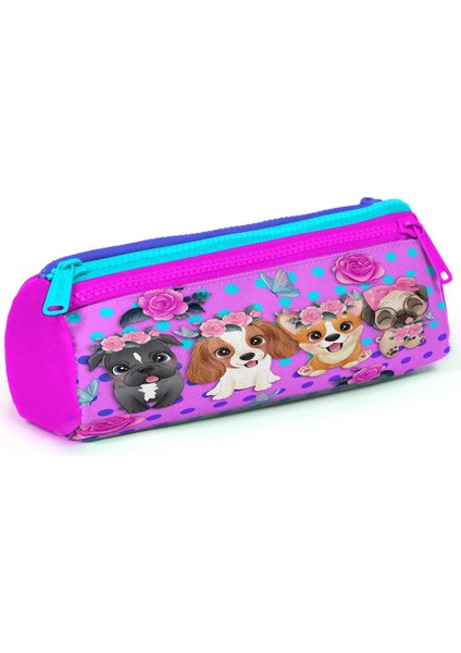 Kids Pembe Köpek Desenli Üç Bölmeli Kalem Çantası 22050 modelleri