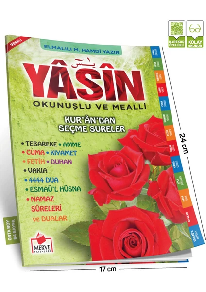 Yasin-i Şerif Türkçe Okunuşlu Ve Mealli Bilgisayar Hatlı Yeşil