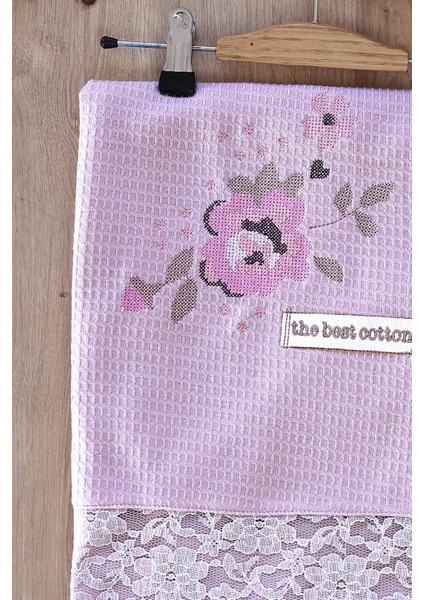 Kız Bebek Çift Katlı Kanaviçe ve Dantel Detaylı Natural Penye Battaniye STL6593 fiyatları