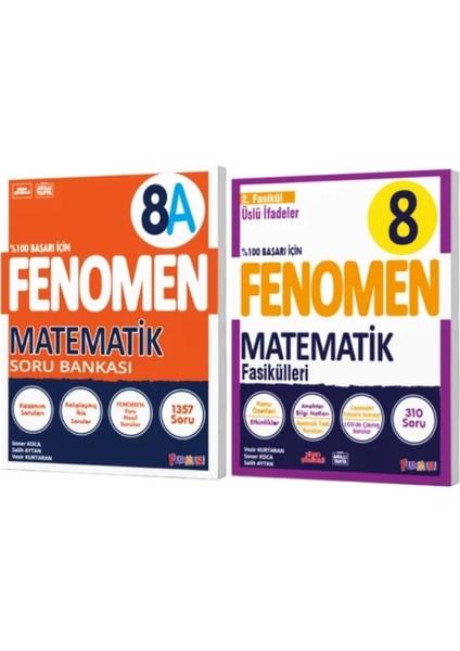 Fenomen Yayınları 8. Sınıf Matematik A Soru Bankası - Matematik 2. Fasikül Üslü İfadeler 2'li Set