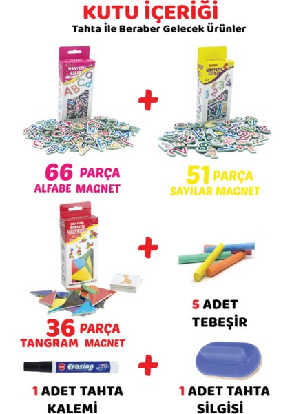 Ahşap Yazı Tahtası Tangram Seti Manyetik Özellikli Çift Taraflı