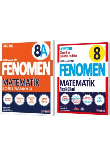 Fenomen Yayınları 8. Sınıf Matematik A Soru Bankası - Matematik 4. Fasikül Olasılık, Cebirsel İfadeler ve Özdeşlikler 2'li Set