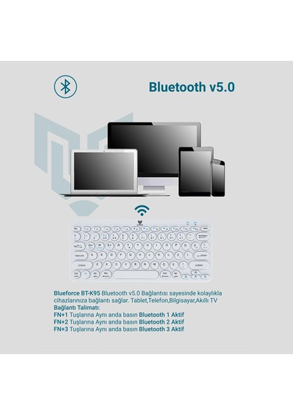 BT-K95 2,4ghz Wireless + Bluetooth  Kablosuz Klavye Gümüş Çift Modlu