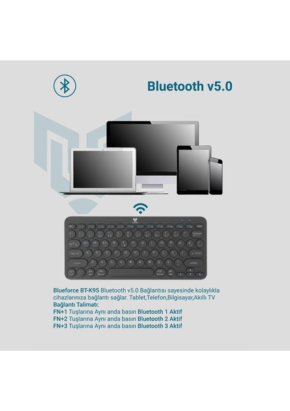 BT-K95 Bluetooth Bağlantılı Taşınabilir Slim Klavye Siyah Telefon Tablet Mac Uyumlu