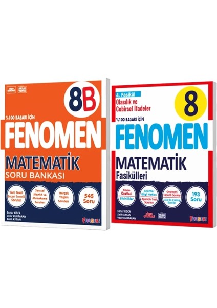 Fenomen Yayınları 8. Sınıf Matematik B Soru Bankası - Matematik 4. Fasikül Olasılık, Cebirsel İfadeler ve Özdeşlikler2'li Set