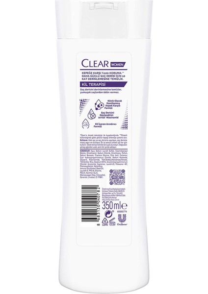 Women Kepeğe Karşı Etkili Şampuan Kil Terapisi 350 ml x3