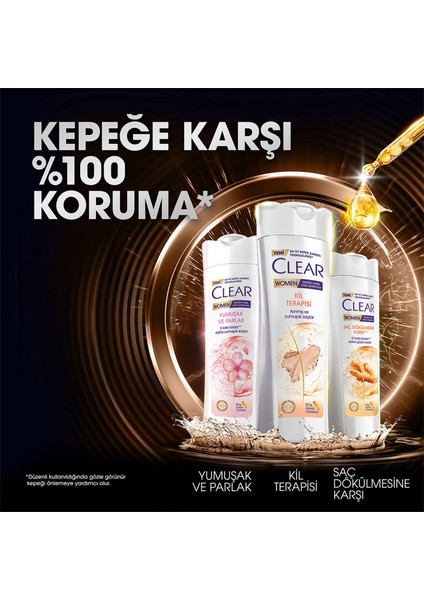 Women Kepeğe Karşı Etkili Şampuan Kil Terapisi 350 ml x3