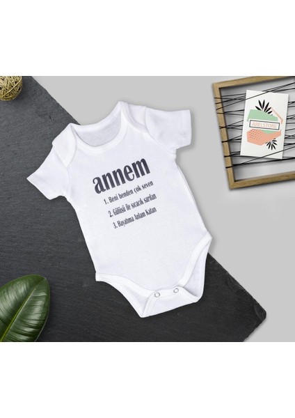 Bebek Ekru Organik Annem ve Babam Yazılı Kısa Kol Body 2'li Set Annem Babam