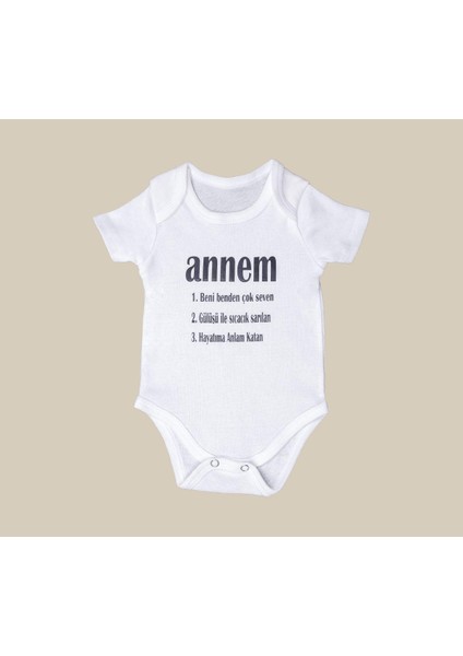 Bebek Ekru Organik Annem ve Babam Yazılı Kısa Kol Body 2'li Set Annem Babam