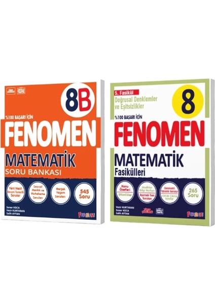 Fenomen Yayınları 8. Sınıf Matematik B Soru Bankası - Matematik Fasikülü 5 Doğrusal Denklemler ve Eşitsizlikler 2'li Set