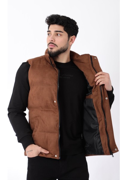 Geniş Dikişli Süet Yelek Hakim Yaka Bl 1546-1 modelleri