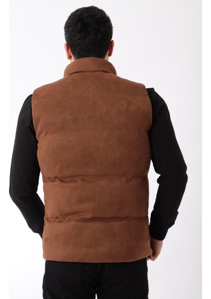 Geniş Dikişli Süet Yelek Hakim Yaka Bl 1546-1 fırsatları