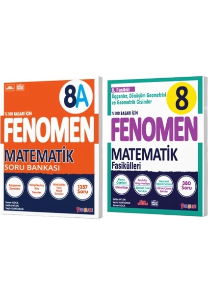 Fenomen Yayınları 8. Sınıf Matematik A Soru Bankası - Matematik 6. Fasikül Üçgenler, Dönüşüm Geometrisi ve Geometrik Cisimler 2'li Set