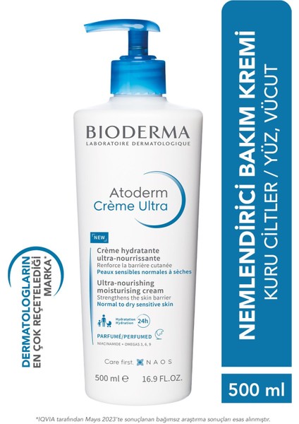 Atoderm Cream Ultra Normal ve Kuru Ciltler Için Nemlendirici Yüz, Vücut Bakım Kremi 500 ml