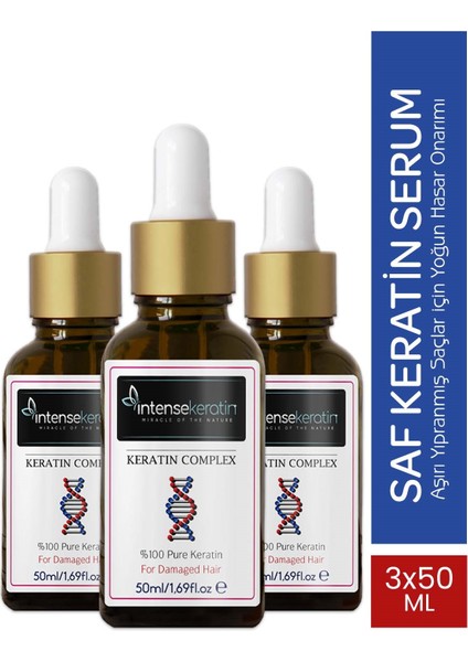Saf Keratin Serum 50 ml x 3 - Patentli Formül Pure Keratin Complex Serum
