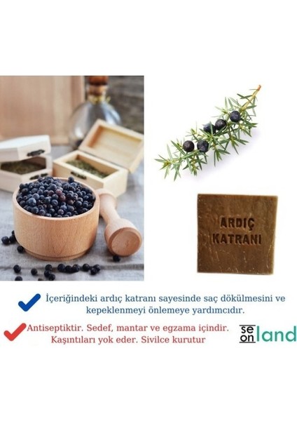 Doğal El Yapımı Kükürtlü Ardıç Katranı Sabunu 160GR x 2 Adet