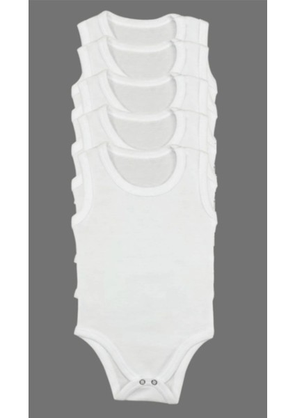 Bebek Basic Zıbın %100 Pamuk Penye Bisiklet Yaka 5 Li Atlet Body Zıbın 3 Yaş 4 Yaş 5 Yaş 6 Yaş