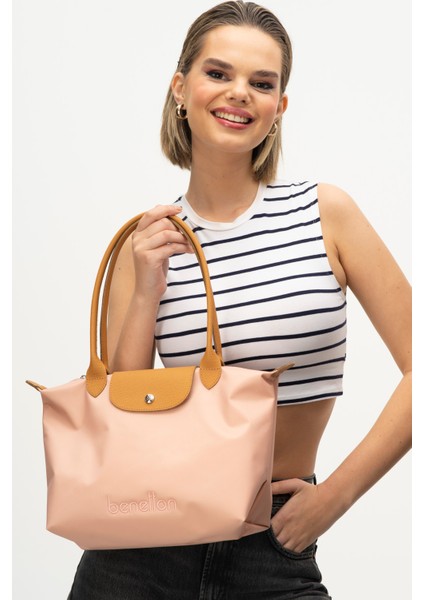 Benetton Kadın El Çantası Pembe-Camel BNT1357 modelleri