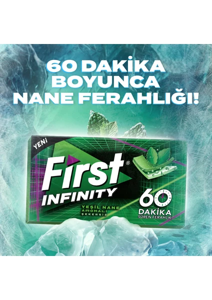 Infinity 60 Dakika Yeşil Nane Aromalı Şekersiz Sakız - 12 Adet