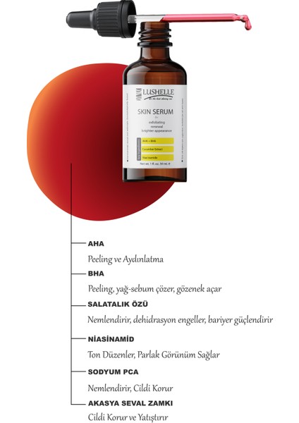 Peeling Cilt Serumu - Aha, Bha ve Salatalık Özlü 30 ml