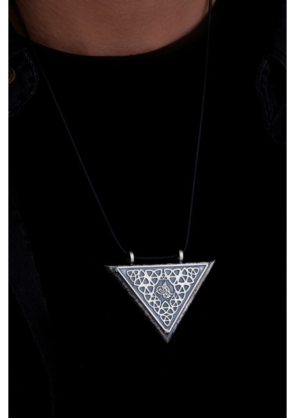 Tuğralı Selçuklu Motifli Erkek Gümüş Cevşen Muska Kolye Haznesi Büyük Boy