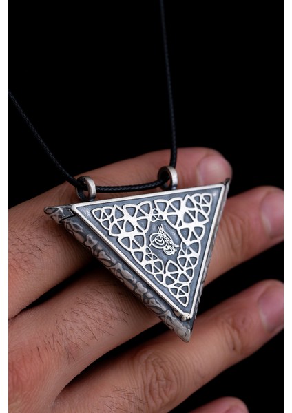 Tuğralı Selçuklu Motifli Erkek Gümüş Cevşen Muska Kolye Haznesi Büyük Boy modelleri