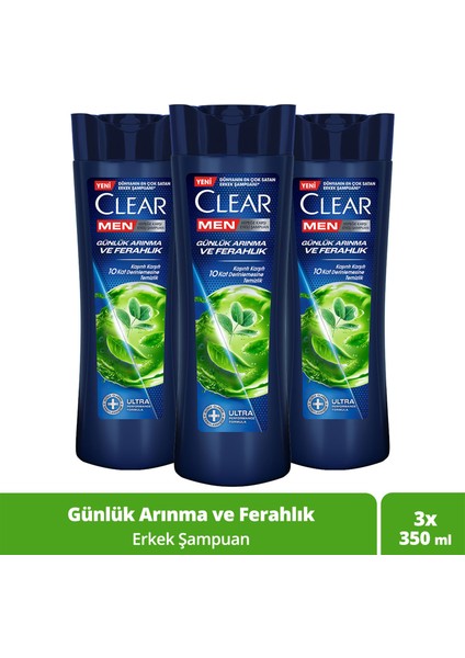 Men Kepeğe Karşı Etkili Şampuan Günlük Arınma ve Ferahlık 350 ml x3