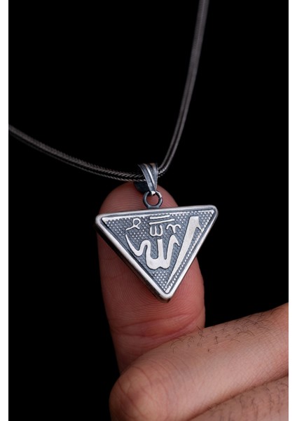 Allah Yazılı İçerisinde Cevşen Bulunan Gümüş Muska Erkek Kolye Zincir