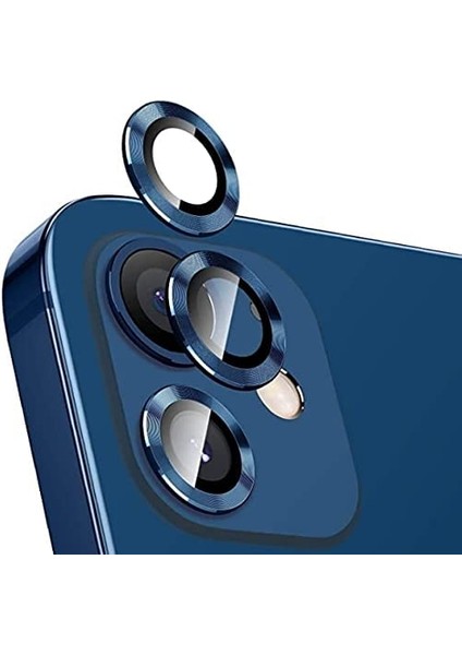 iPhone 12 Kamera Koruyucu Lens Alüminyum Alışımlı Cam (mavi)