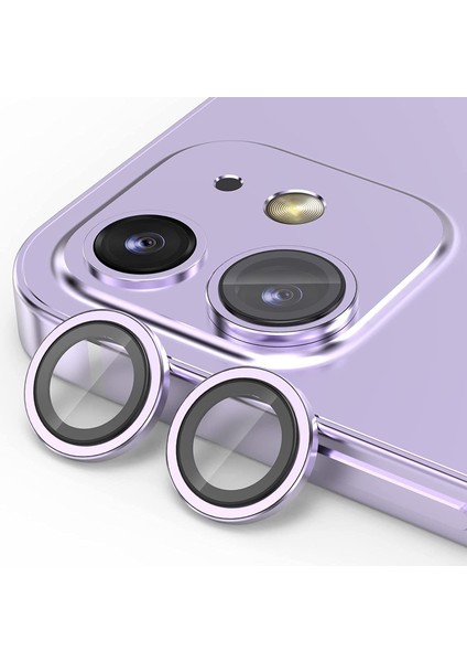 iPhone 12 Mini Kamera Koruyucu Lens Alüminyum Alışımlı Cam (mor)