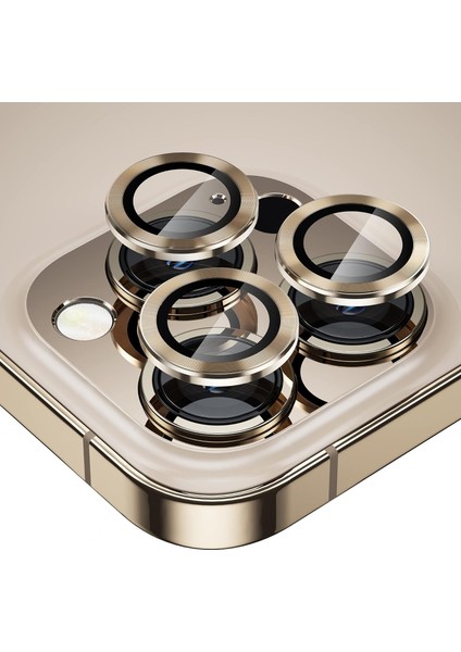 iPhone 12 Pro Max Kamera Koruyucu Lens Alüminyum Alışımlı Cam (gold)