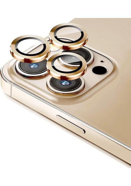 iPhone 12 Pro Max Kamera Koruyucu Lens Alüminyum Alışımlı Cam (gold)