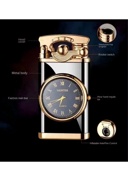 Kişiye Özel Isim Baskılı Işıklı Saatli Jet Çakmak ( Gazlı ) Rüzgarda Sönmez modelleri