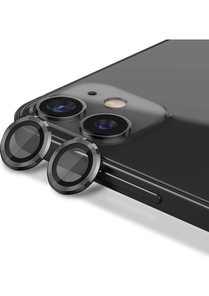iPhone 12 Kamera Koruyucu Lens Alüminyum Alışımlı Cam (siyah)
