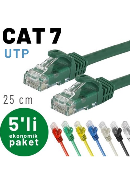 Irenıs 5 Adet 25 cm Cat7 Kablo Ethernet Network Internet Lan Kablosu